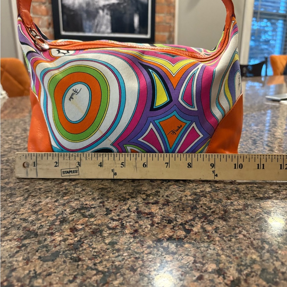 Emilio Pucci 
Orange Shoulder Bag with Psychedelic Swirl Design - Picture 3 of 8